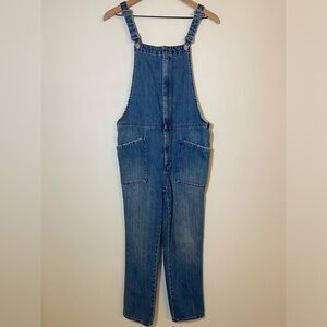 Madewell Overalls Zip Front Pockets Denim Slim Crop Jumpsuit Size S